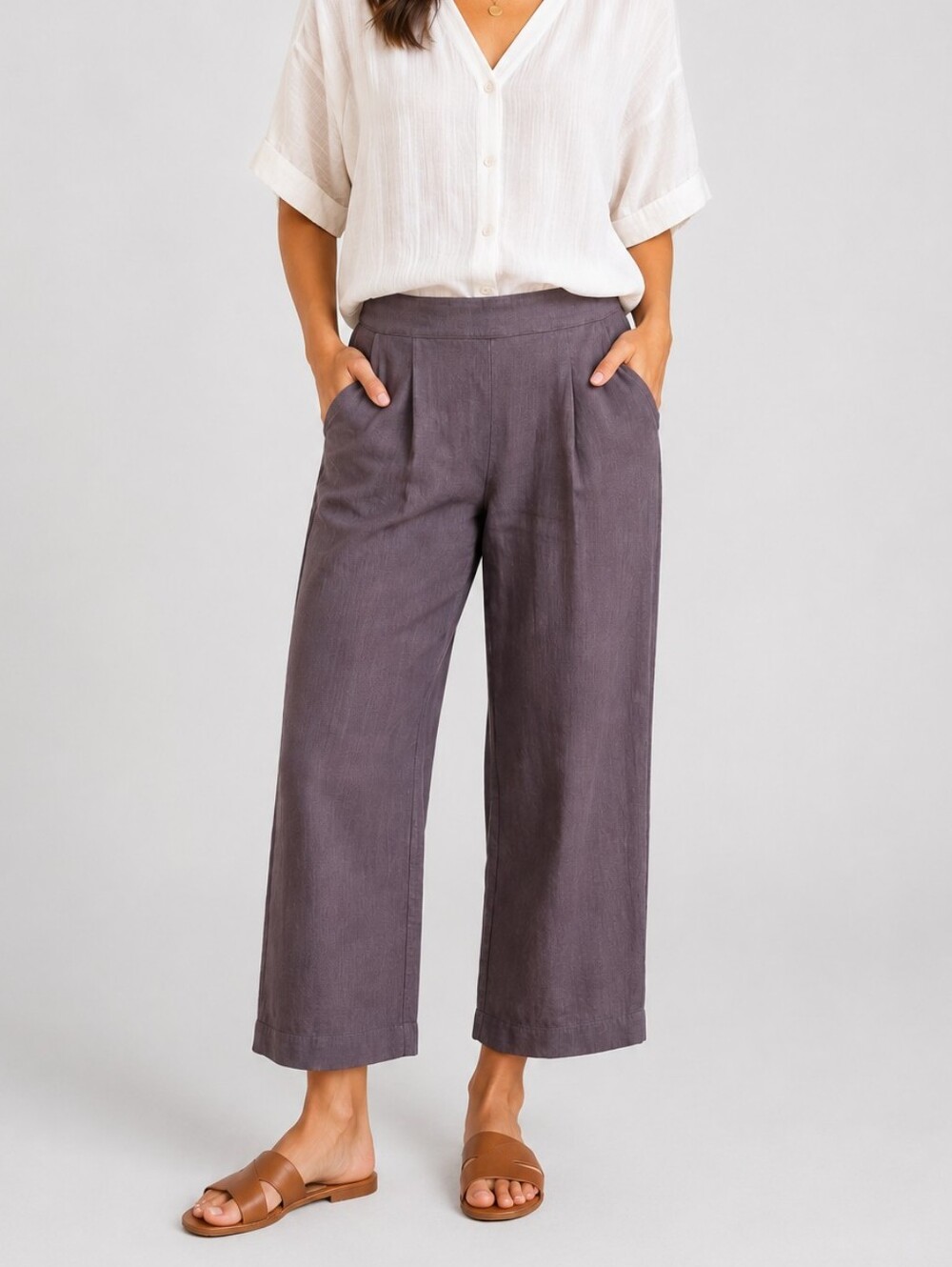 Stateside Pull On Wide Leg Cotton Pants Size L